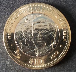 2012 $10 BATTLE OF PUEBLA Cinco De Mayo BIMETALLIC coin BU condition 