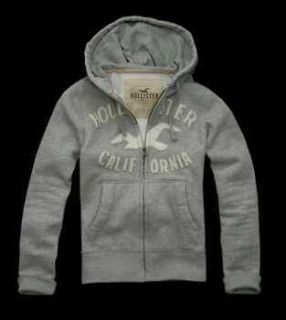 Hollister Mens San Onofre Hoodie Extra Large Heather Grey Zip Up New 
