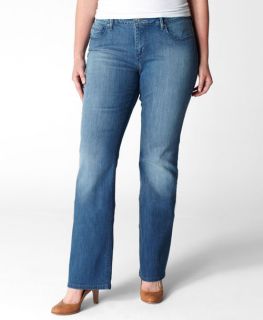   Womens Plus Size Historic Blue Bootcut Jeans New Mid Rise Demi Curve