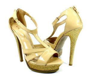 Fashion LILIANA Pump Party/Ball/Prom Platform Lady 5 High Heel Taupe 