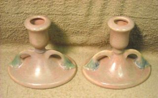 roseville tuscany candle holders circa 1924 w label time left