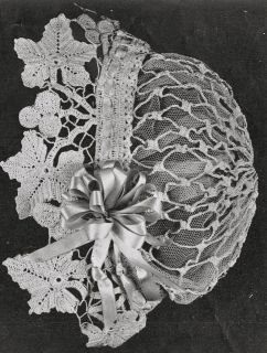 Vintage 1900s very old lacy crochet boudoir vine hat pattern free UK 