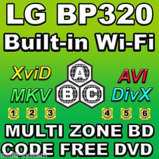 LG Wi Fi BP320 Multi Zone All Region Code Free DVD Blu Ray Player DVD 