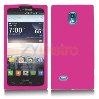 Hot Pink Silicone Rubber Gel Skin Case Cover for LG Spectrum 2 II 