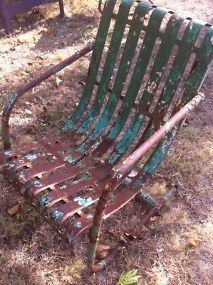   Retro Mid Century Iron Metal Slat Patio Lawn Garden Bouncy Chair