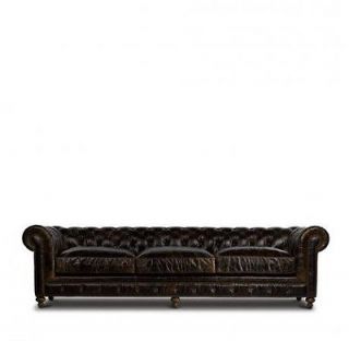 118 Cigar dark brown leather Chesterfield Sofa superb quality 