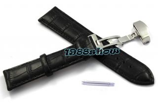   Durable 18mm~24mm Genuine Leather Deployant Bracelet Strap Watch Band