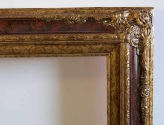 Picture Frame For Oil Painting Antiqued Gold With Red Panel Fits 24X36 