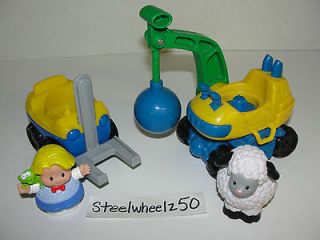 Fisher Price Little People Construction Forklift & Wrecking Ball Lot 