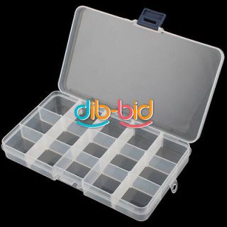   15 Compartment Plastic Storage Box Jewelry Earring Tool Container