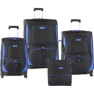 nautica downhaul spinner black blue 4 piece luggage set $