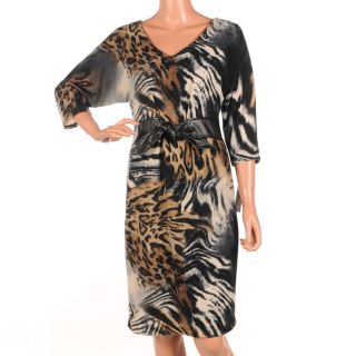 857 FRANK LYMAN Black & Brown Animal Print Dress Size UK 8 RRP £275