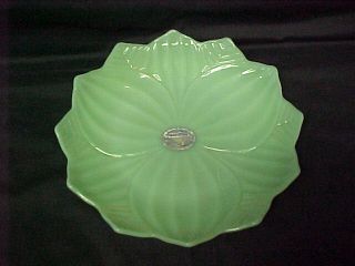 fire king glass jadite leaf dish w label from snack