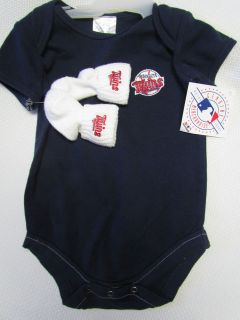 Minnesota Twins MLB Baseball Baby Cotton Bodysuit Creeper Socks 3 6 