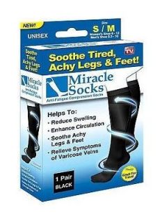 Miracle Socks As Seen On TV Black Unisex Pain Relieving Socks S/M or L 