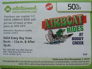 Airboat Rides at Boggy Creek coupon B1 1/2 Hr. Airboat Ride & G1 at 