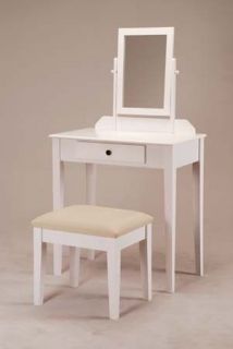 makeup jewelry vanity set table chair mirror white time left