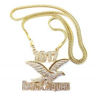 ICED OUT BRICK SQUAD 1017 PENDANT &4mm/36 FRANCO CHAIN HIP HOP 