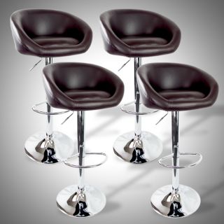 Newly listed 4 Barstools Swivel Seat Brown PU Leather Modern 