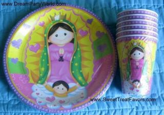   GUADALUPE Party Baptism FAVOR Birthday PLATES CUP x6 Lupita Fiesta NW
