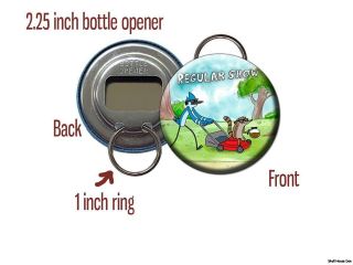 regular show mordecai and rigby bottle opener keychain