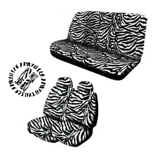 11pc Zebra White Black Animal Print Complete Car Seat Cover Set Free 