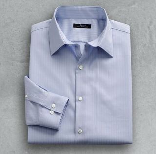 New Marc Anthony Blue Slim Fit Wrinkle Resistant Stipe Cotton Dress 
