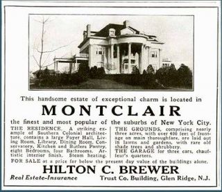 1922 ad for sale of colonial mansion in montclair n