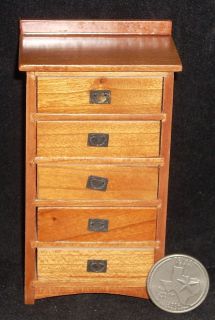 Dollhouse Miniature Pecan Small Chest / Bureau / Set of Drawers 112 