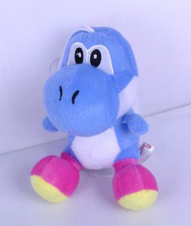 Super Mario Sitting Yoshi Dark blue with rose shoes 7” Stuffed Plush 