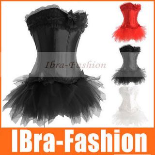 3Color Burlesque Moulin Rouge FANCY DRESS Costume Corset+tutu Skirt 