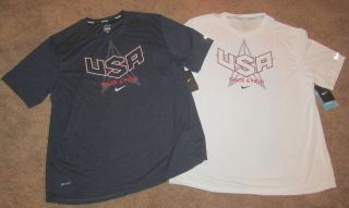 NIKE Mens Olympic USA Track and Field DRI FIT Shirts  White or Navy 