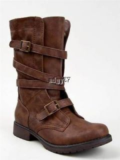 ADORABLE MID CALF RASZCAL MADDEN GIRL BROWN STRAPPY BOOTS 6 6.5 7 7.5 