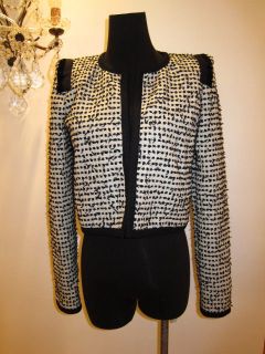 markus lupfer black white boucle tweed jacket sz s