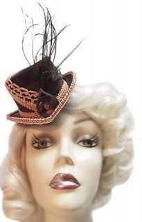 Peach Cameo Mini Victorian Steampunk Fascinator Top Hat Cosplay Lolita 