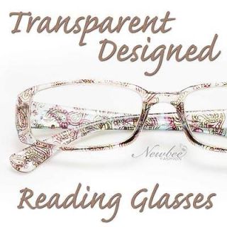 25 Womens Reading Glasses Paisley Transparent Design Cute Classic 