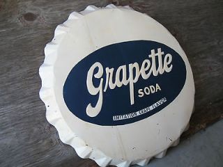 1940s 50s Embossed Grapette metal bottle cap sign in fair good 