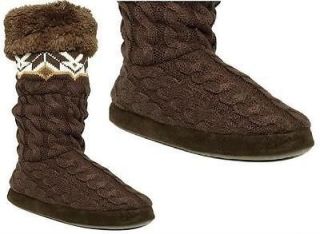 NIB Muk Luks Cable Knit Snowflake Pattern Boots Slippers 6 7 8 9 10 