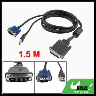 Male USB + Female VGA to Female DVI Converter Adapter 1.5M Cable
