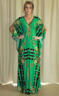 New Donatella Emerald Green Maxi Dress, Long Kaftan Formal Size 8 26 