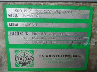 TX RX SYSTEMS 800 MHz TRUNKING DUPLEXER 26 89 03 806 866 MHz RANGE