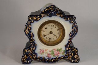 antique gilbert myrtle flow blue china clock lot193 time left