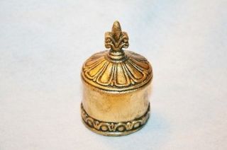 LOVELY HANDPAINTED STAMP ROLL HOLDER or SMALL GOLD TRINKET BOX   WOOD