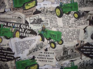 vintage tractors on newsprint cotton fabric  2
