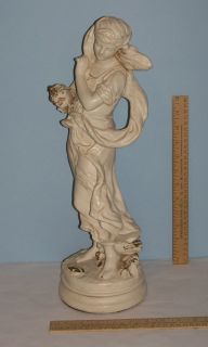 HIP MOREAU Statue by ALEXANDER BACKER CO Chalkware   Girl holding 