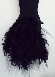 BLacK Burlesque TuTu Skirt Bustle Belt Feathers 6 8 10 12 Sexy Black 