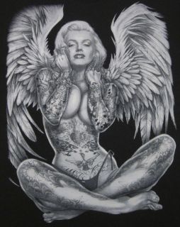 Marilyn Monroe for Men. Angel wings Tattoo graphics. Made in USA. Med 