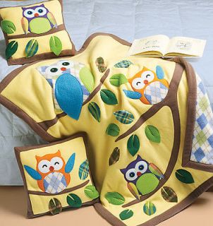McCalls Pattern M6482 Fleece Pillows and Quilt Owl and Leaves NEW