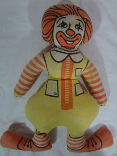 ronald mcdonald cloth rag doll 16 stuffed toy vintage time