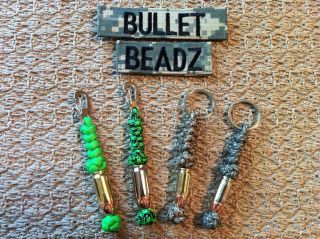 45 Auto & 9mm Bullet Beadz Keychains 550 Paracord made from Winchester 
